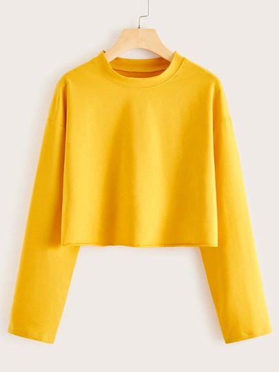 Solid Long Sleeve Crop Tee