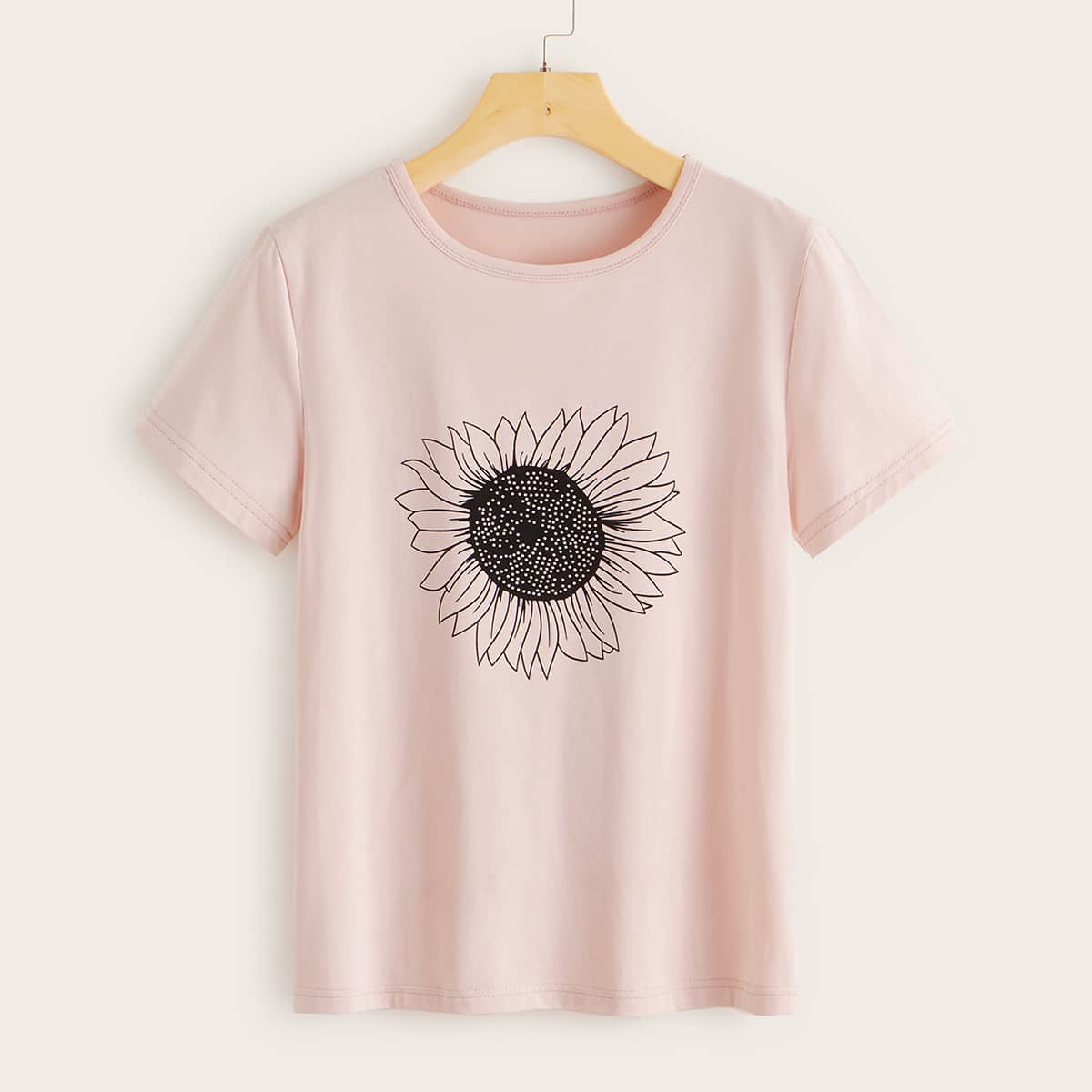 

Sunflower Print Short Sleeve Tee, Pink pastel