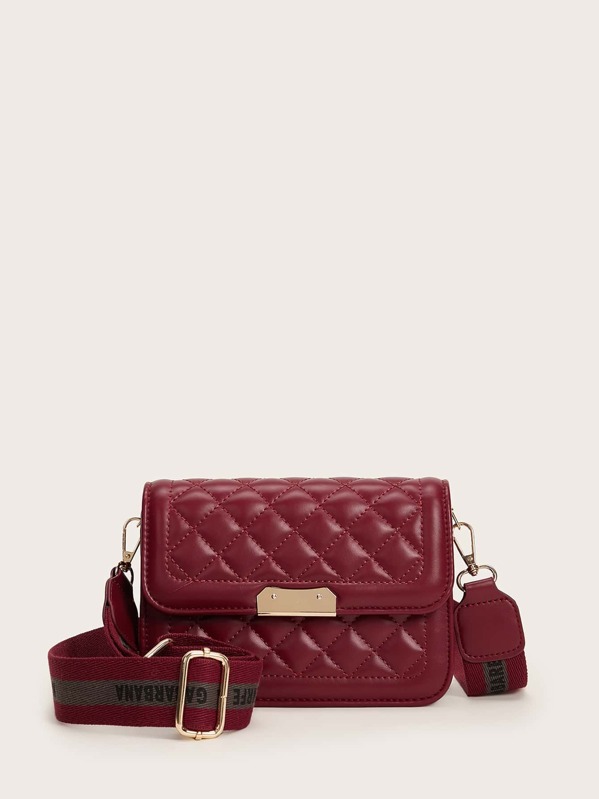 

Quilted Wide Strap Crossbody Bag, Red