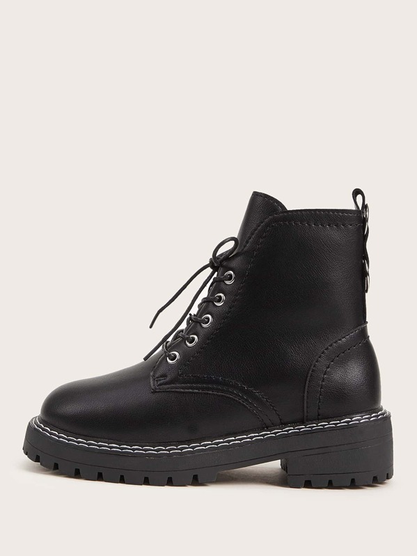 

Lace-up Front Combat Boots, Black