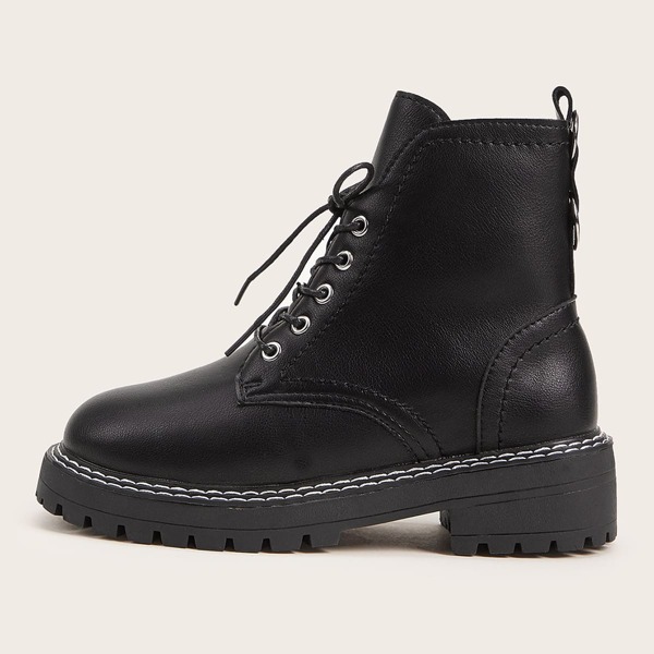

Lace-up Front Combat Boots, Black
