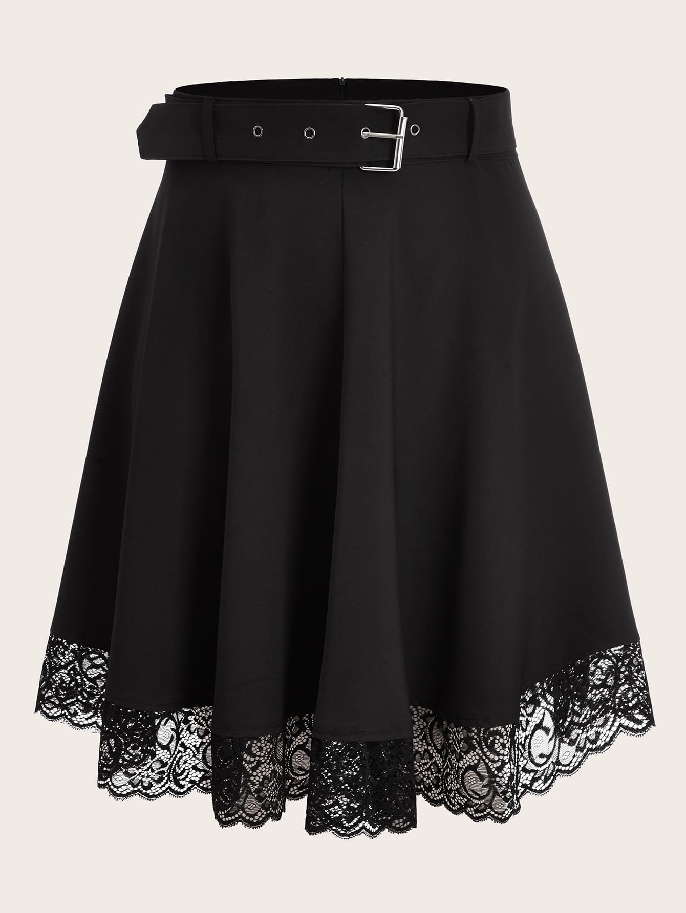 white lace fit and flare skirt