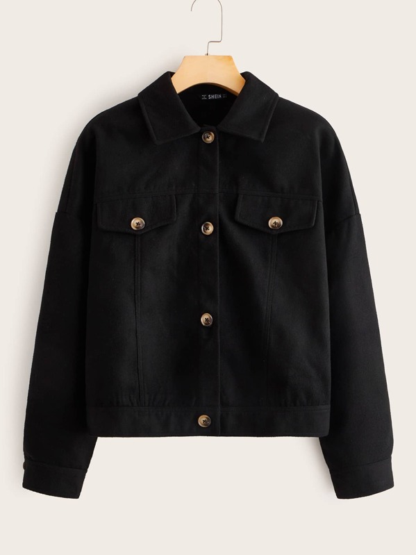 

Collared Single Breasted Jacket, Black, Debi Cruz