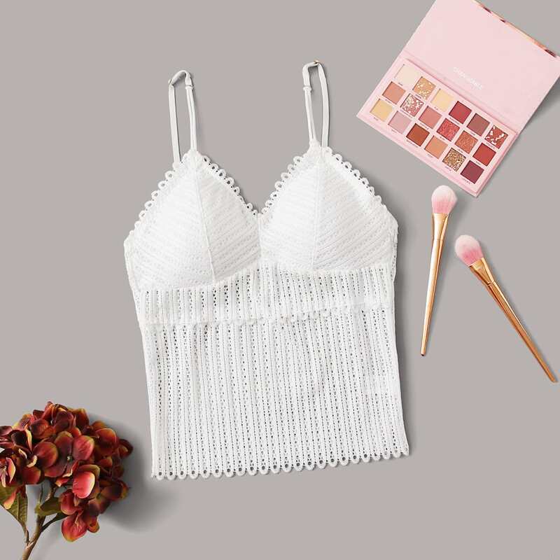 

Floral Lace Longline Bralette, White