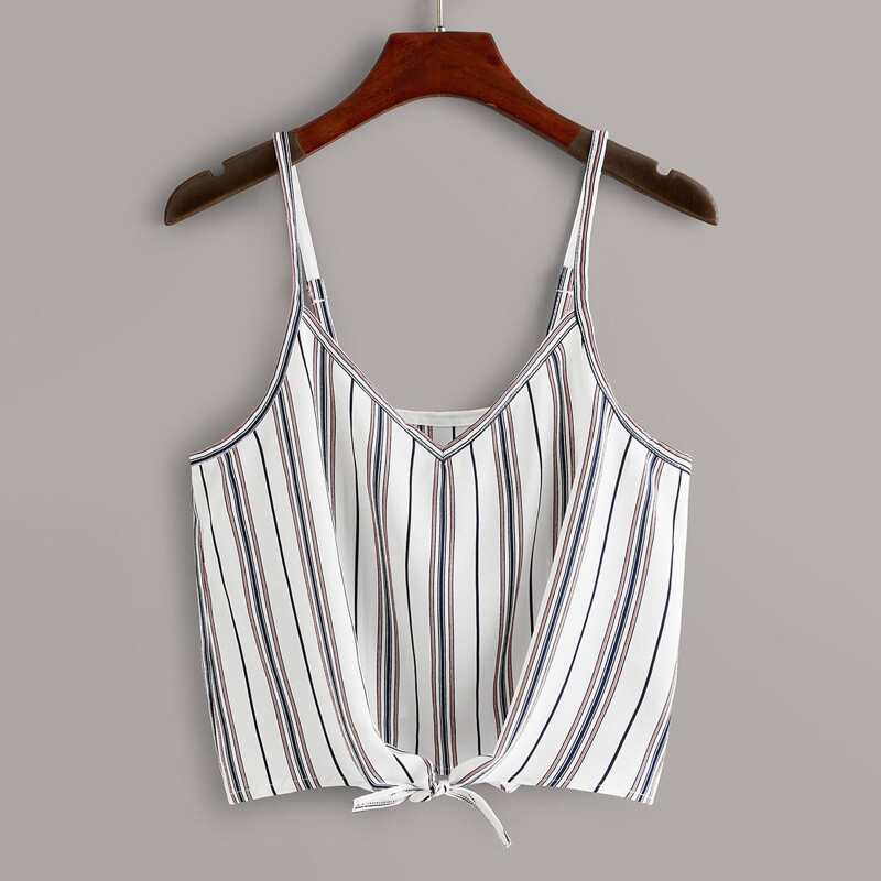 

Striped Knot Hem Cami Top, Multicolor