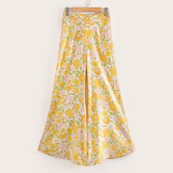 

Allover Floral Print Wide Leg Pants, Multicolor