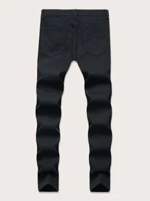 Manfinity Jeans de hombres ajustados rotos - Negro - Ver 2
