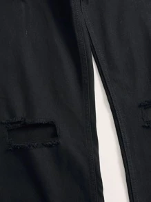 Manfinity Jeans de hombres ajustados rotos - Negro - Ver 3