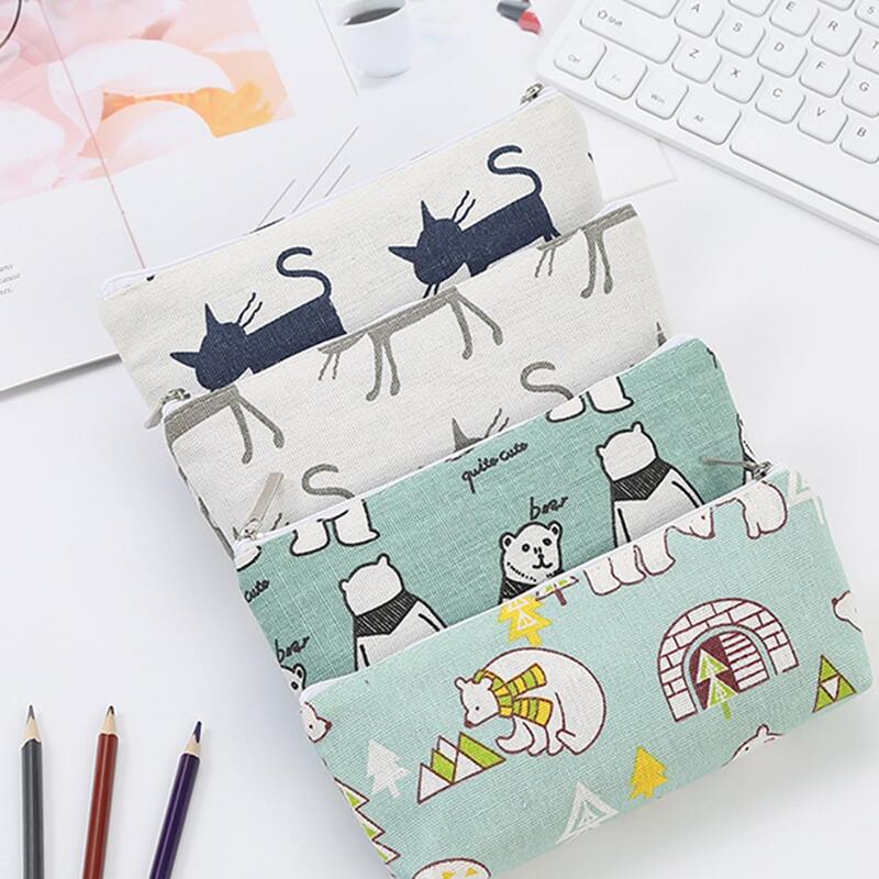 

1pc Cartoon Cat & Bear Print Pencil Case