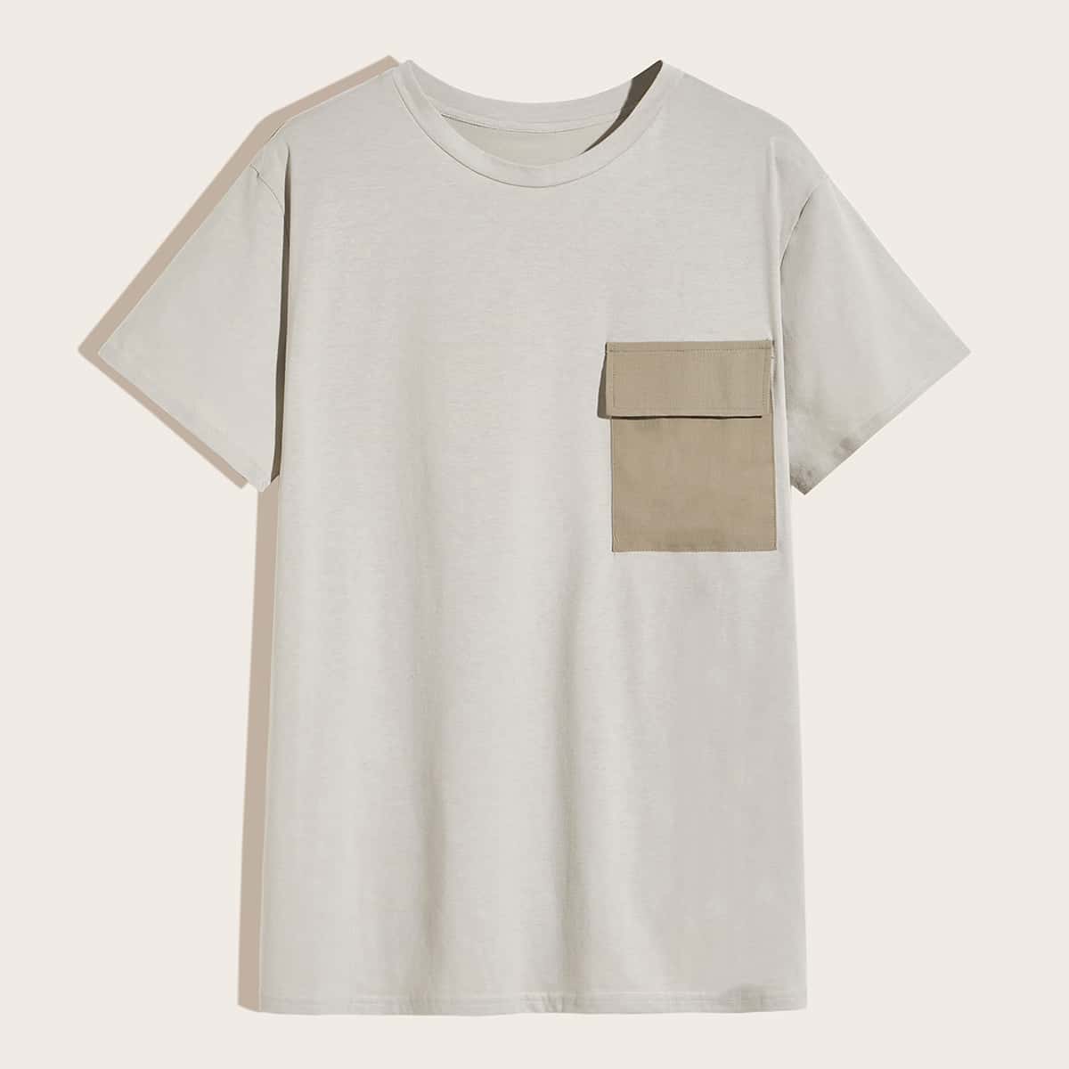 

Guys Flap Pocket Patched Tee, Grey