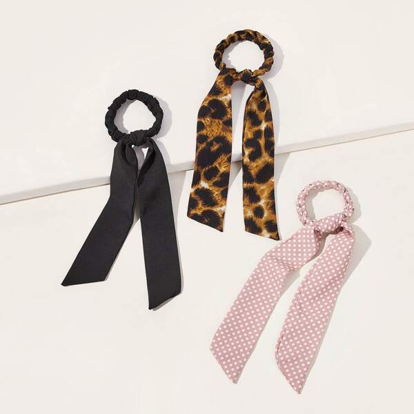 

3pcs Polka Dot Pattern Scrunchies, Multicolor