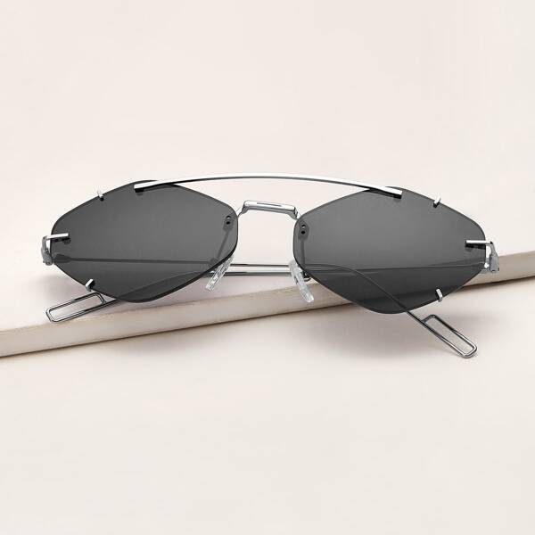 

Top Bar Rimless Sunglasses, Grey
