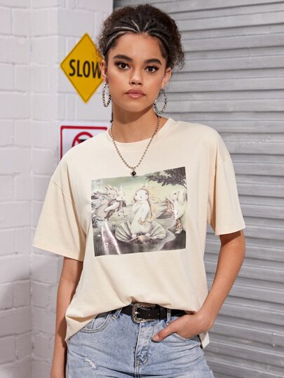 Camiseta de manga corta con estampado de conejo