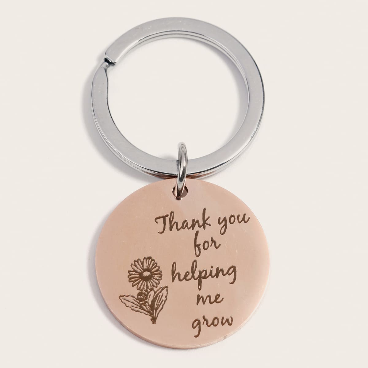

Slogan Engraved Charm Keychain, Gold