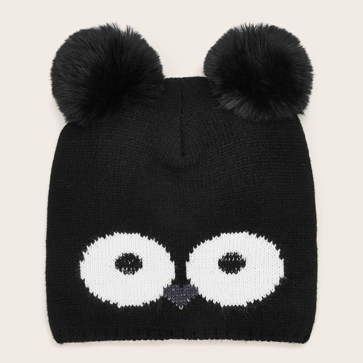 

Owl Pattern Beanie, Black