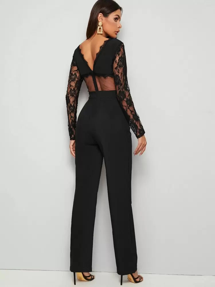floral mesh jumpsuit