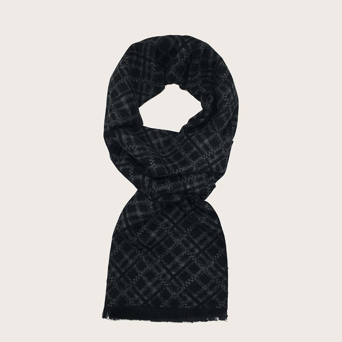 

Guys Raw Hem Scarf, Black