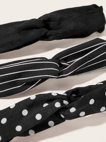 3 mẫu sọc & polka dot headband - Đen và trắng - Xem 3