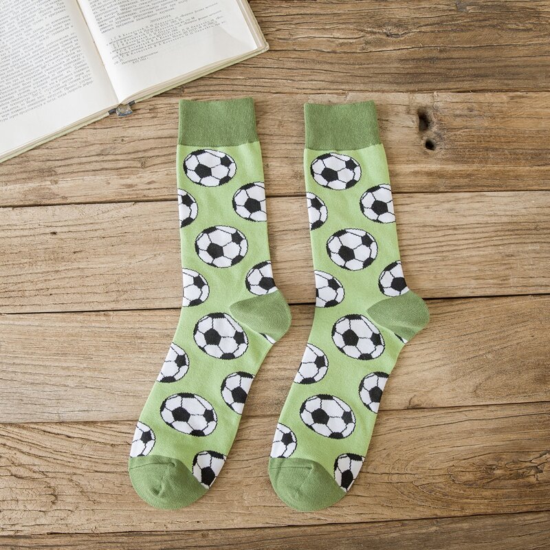 

1pair Guys Football Pattern Socks, Multicolor
