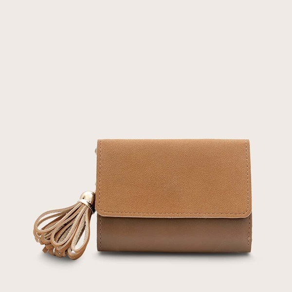 

Two Tone Fold Over Purse, Brown