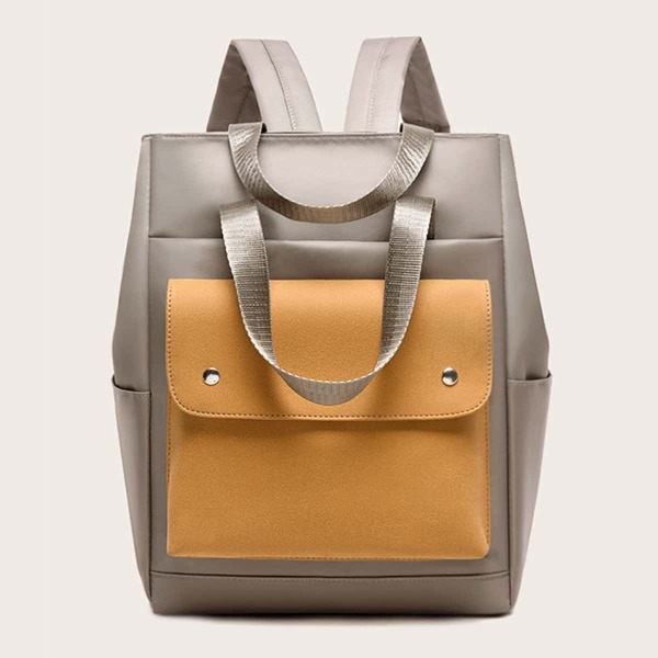 

Color Block Pocket Front Backpack, Multicolor