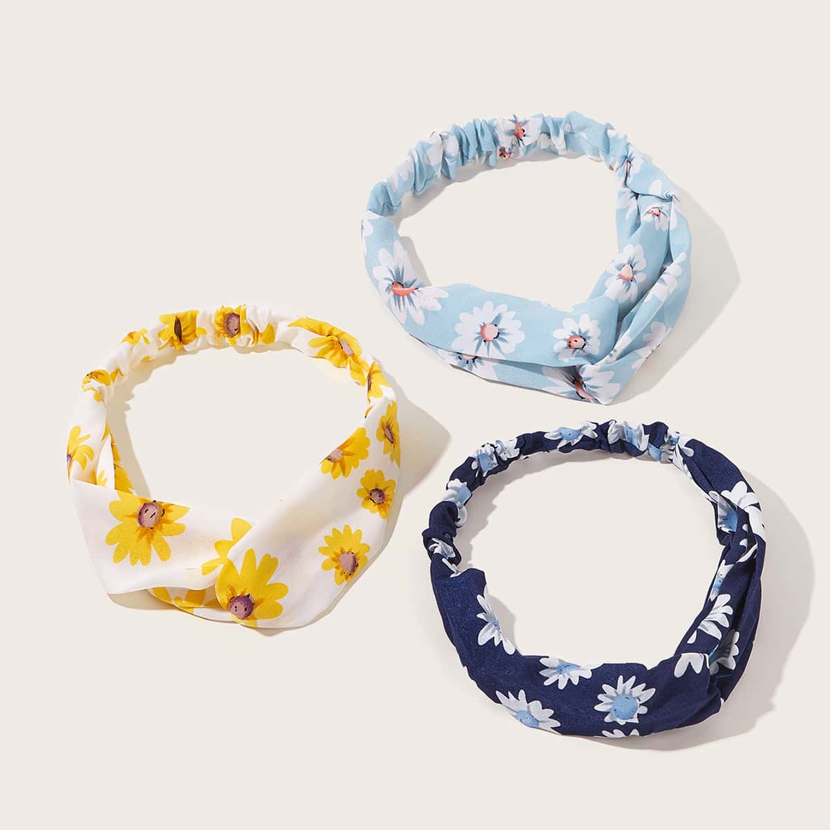 

3pcs Daisy Pattern Headband, Multicolor