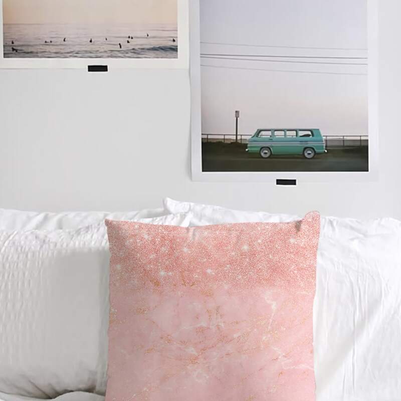 

1pc Marble Pattern Glitter Cushion Cover Without Filler, Pink