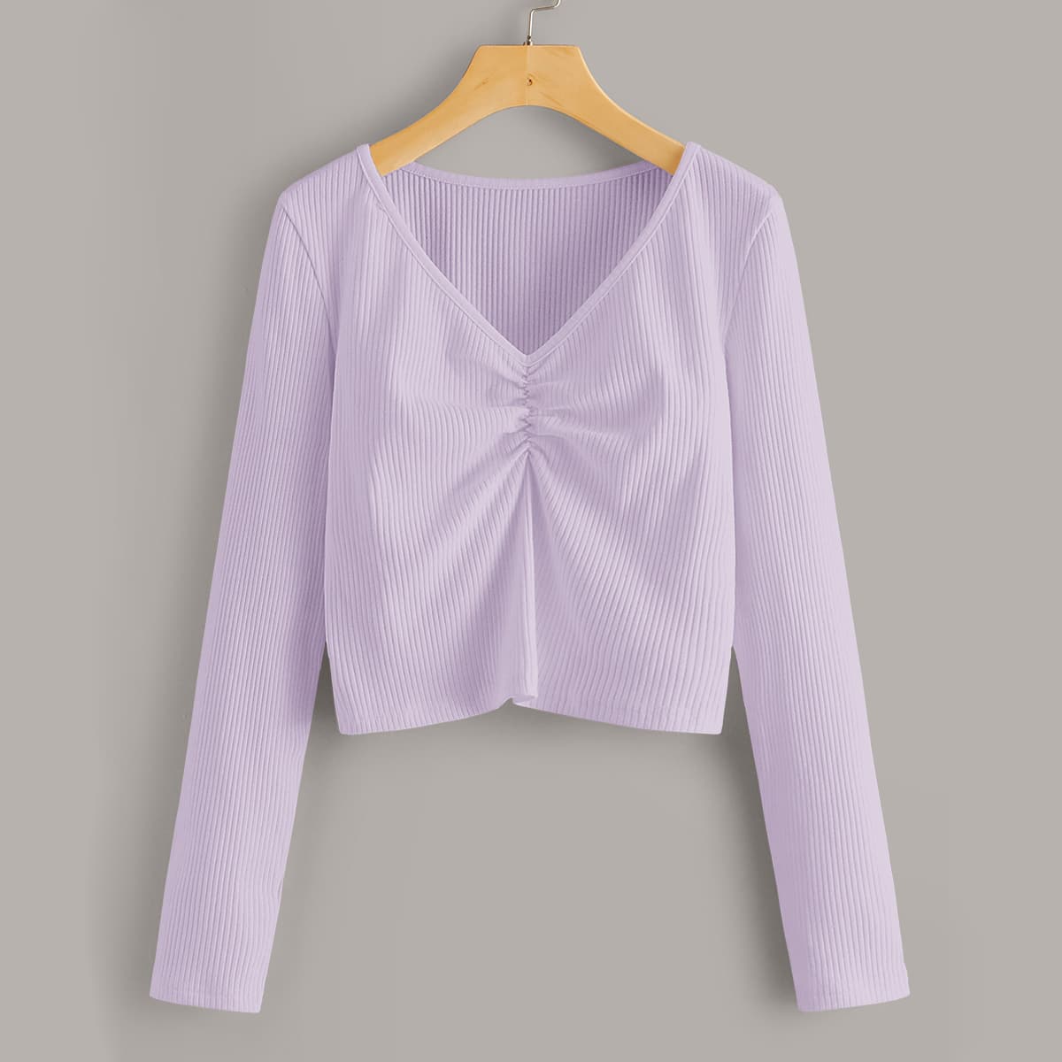 

Ruched Purple Crop Top