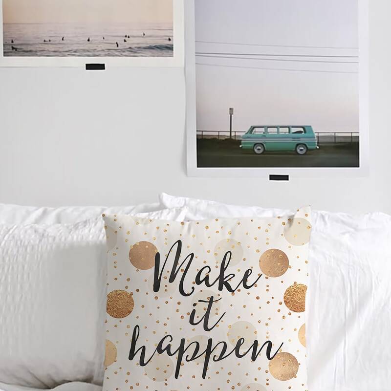 

1pc Slogan & Polka Dot Print Cushion Cover Without Filler, Multicolor
