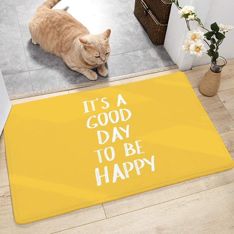 

1pc Slogan Print Floor Mat, Yellow