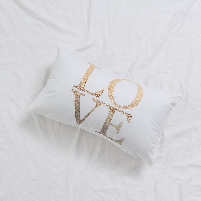 

Glitter Letter Graphic Lumbar Pillowcase Without Filler, Multicolor