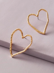 1 对金属镂空心形耳环情人节 - 金黃色 - 查看 12