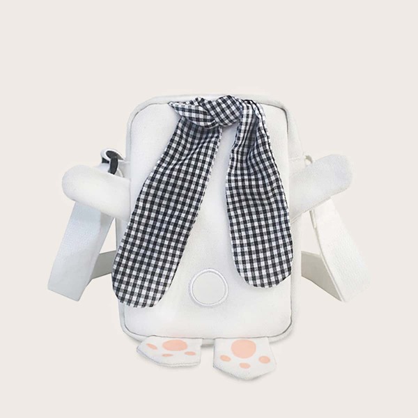 

Girls Gingham Ear Decor Crossbody Bag, White
