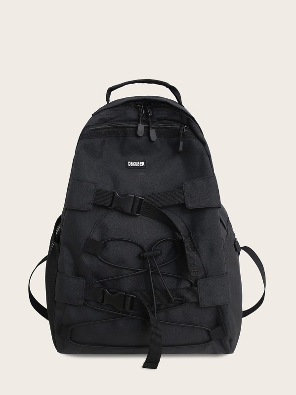 

Men Release Buckle Decor Backpack, Black