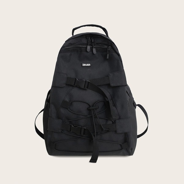 

Men Release Buckle Decor Backpack, Black