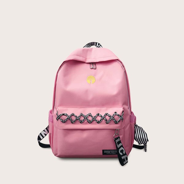 

Girls Striped Side Bow Tie Backpack, Pink