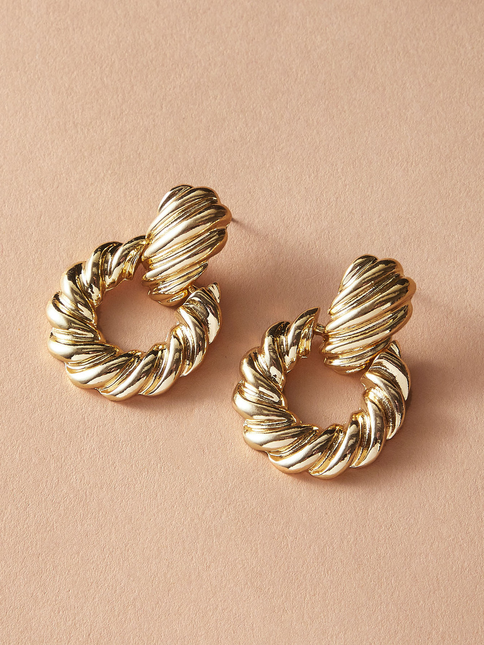 1pair Textured Round Earrings