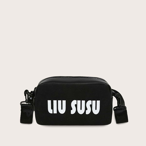 

Girls Letter Graphic Crossbody Bag, Black