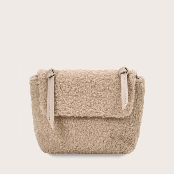 

Girls Contrast Faux Fur Crossbody Bag, Khaki
