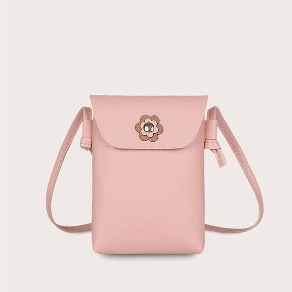 

Girls Floral Decor Crossbody Bag, Pink
