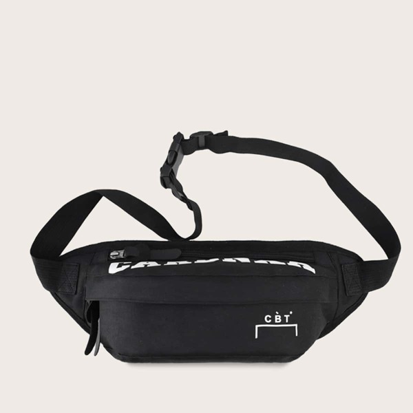 

Men Letter Graphic Fanny Pack, Black