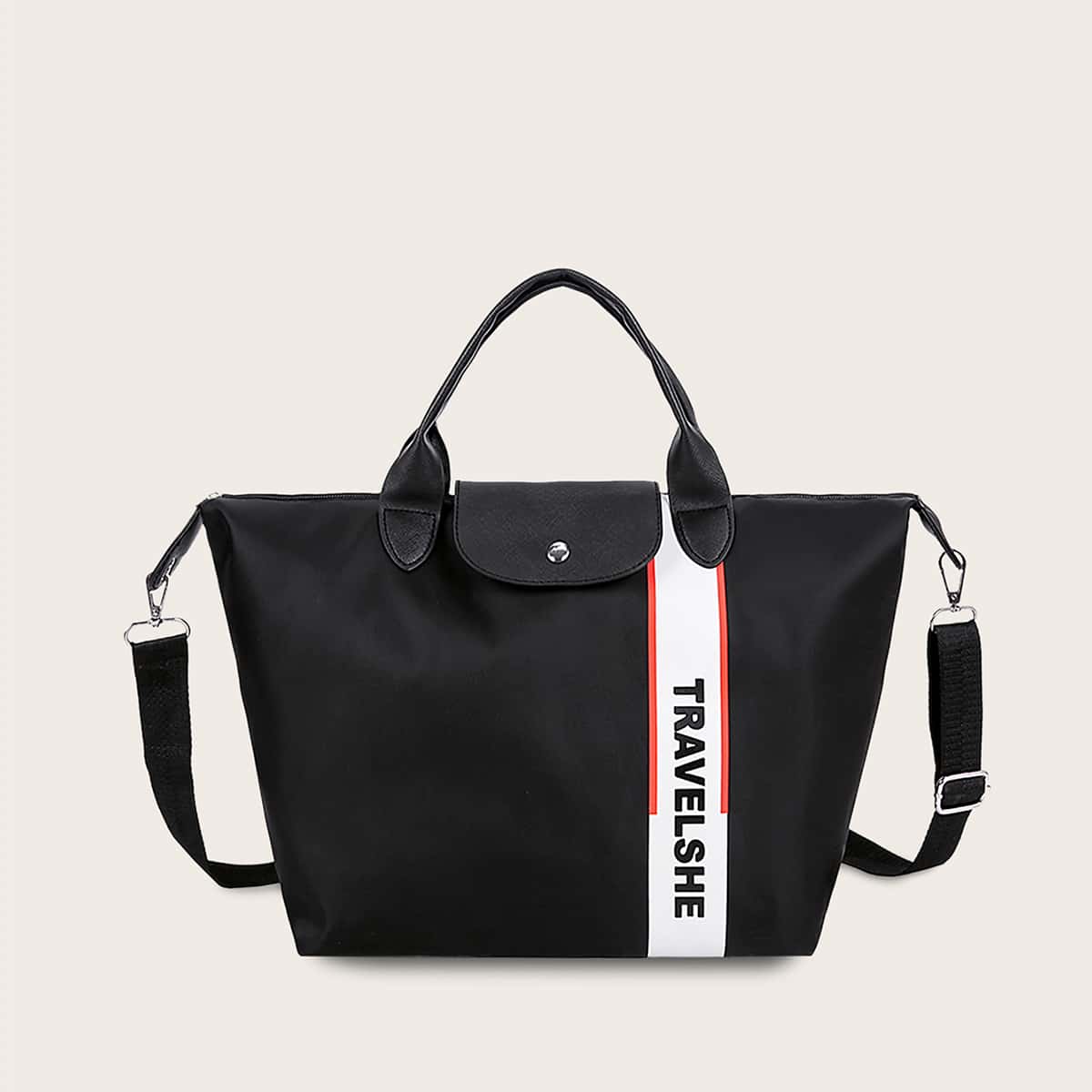

Guys Letter Graphic Tote Bag, Black
