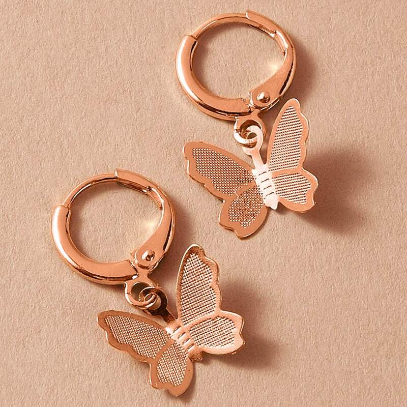 

1pair Butterfly Charm Ear Cuff, Gold
