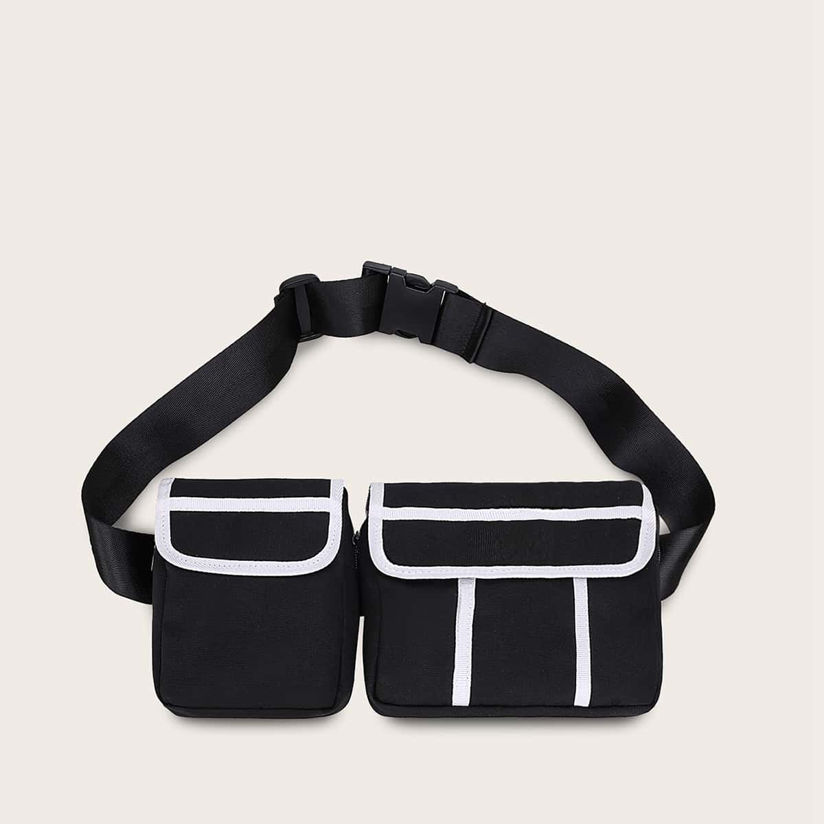 

Guys Double Pocket Front Fanny Pack, Black