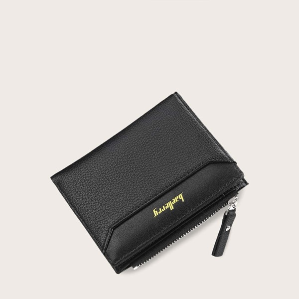 

Men Letter Graphic Fold Over Wallet, Black