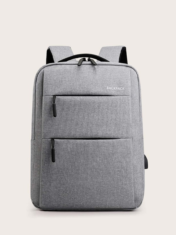 

Men Double Zip Front Minimalist Backpack, Grey