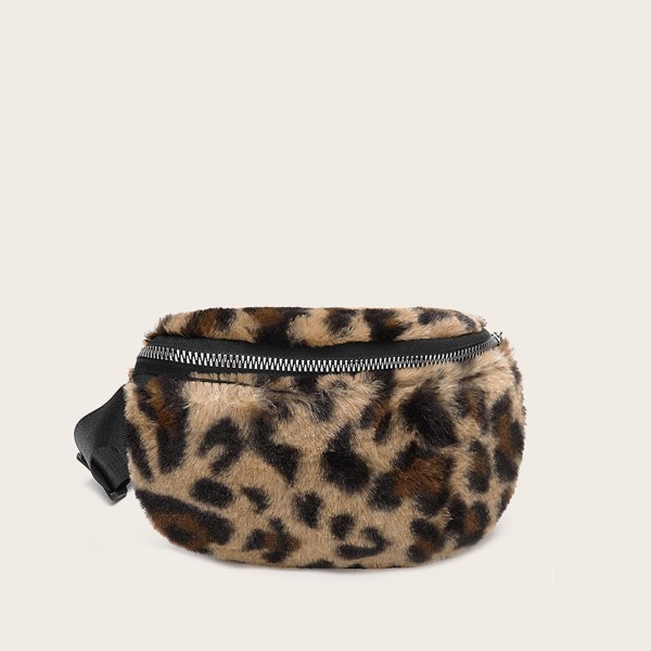 

Girls Leopard Fluffy Fanny Pack, Multicolor