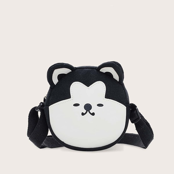 

Kids Dog Design Crossbody Bag, Black and white
