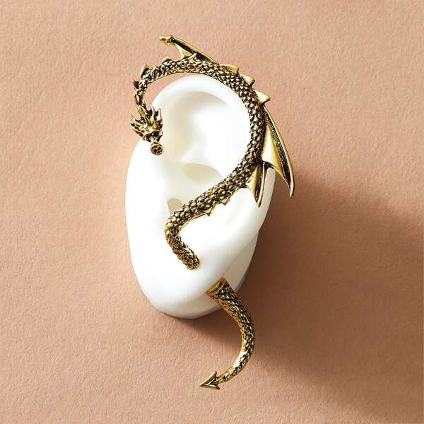 

1pc Dragon Design Double Stud Earrings, Multicolor