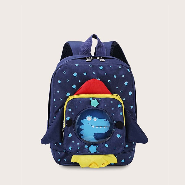 

Kids Dinosaur Graphic Pocket Front Backpack, Blue